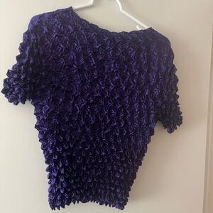 Y2K Purple Short Sleeve Popcorn Top